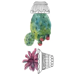 Sticker autoadesivo 2fg 15x31 cm cactus vases