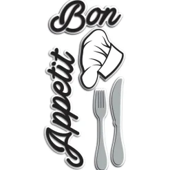 Sticker autoadesivo in foam 1fg 15x31 cm bon apettit