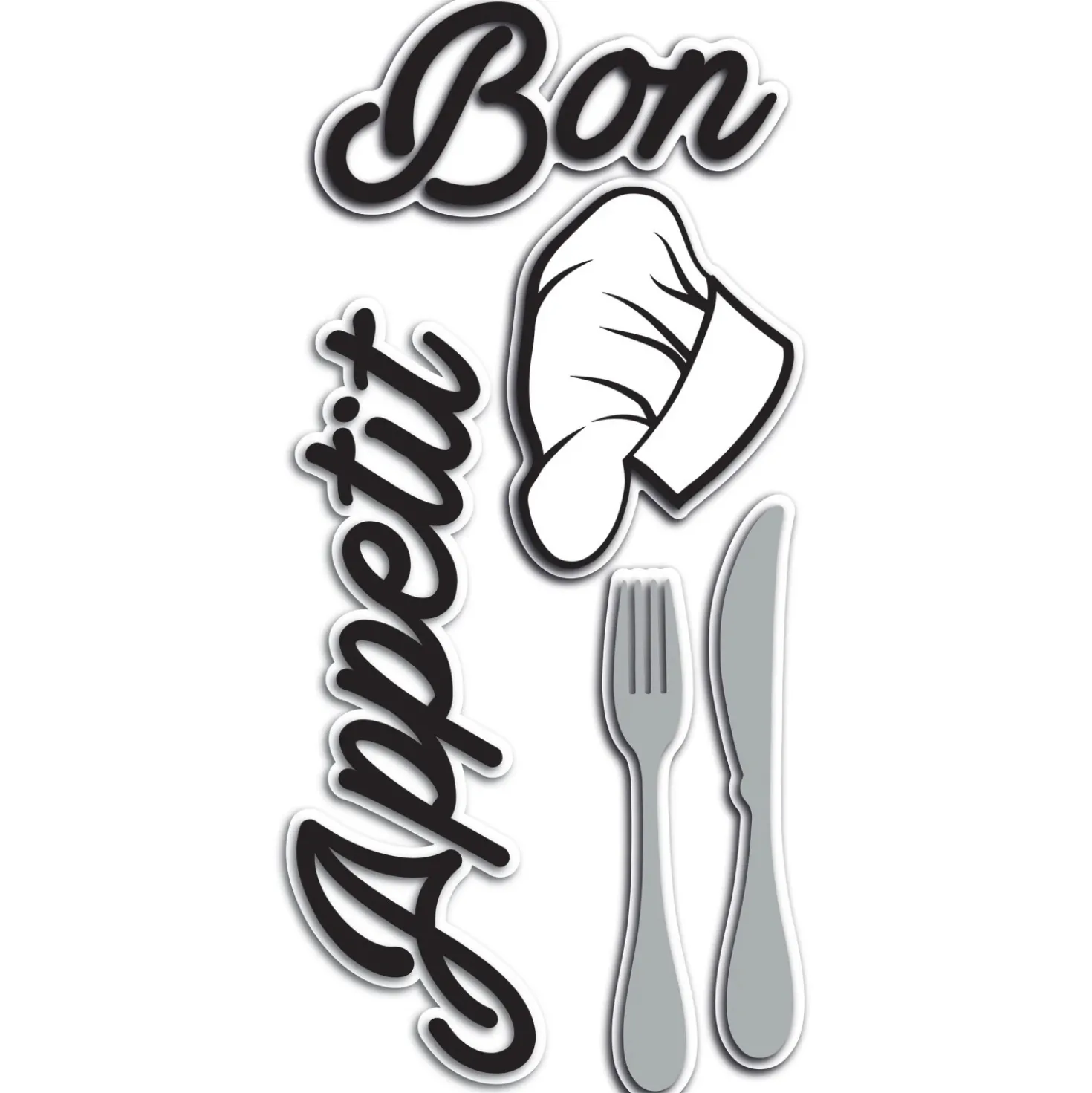 Sticker autoadesivo in foam 1fg 15x31 cm bon apettit