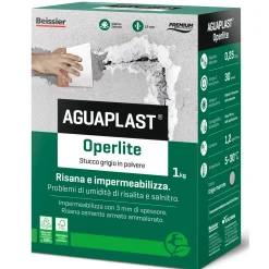 Stucco in polvere Aguaplast Operlite impermeabile risanante 1 kg grigio