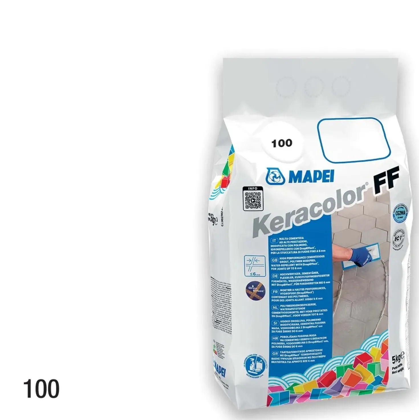 Stucco per fughe Keracolor FF 5 kg idrorepellente 100 Bianco