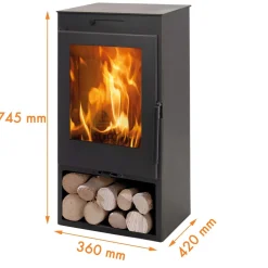 Stufa a legna in acciaio Nerja 5 Ecodesign 7,3 kw nero metallico