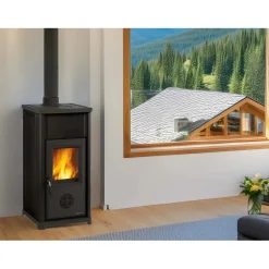 Stufa a legna in acciaio porcellanato Tea Nordica 7 kW nero