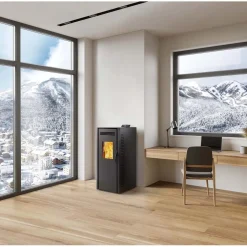 Stufa a pellet ventilata Invicta Burano Wi-fi Plus 8 kW nero