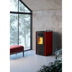 Stufa a pellet ventilata Invicta Adrano Plus 7,3 kW bordeaux