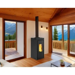 Stufa a pellet ventilata ermetica Invicta Teramo Plus 17,2 kW nero