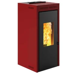 Stufa a pellet ventilata ermetica Invicta Teramo Plus 17,2 kW rosso