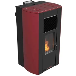 Stufa a pellet Vulcania All Stone ceramica Evo canalizzata 11kW rosso