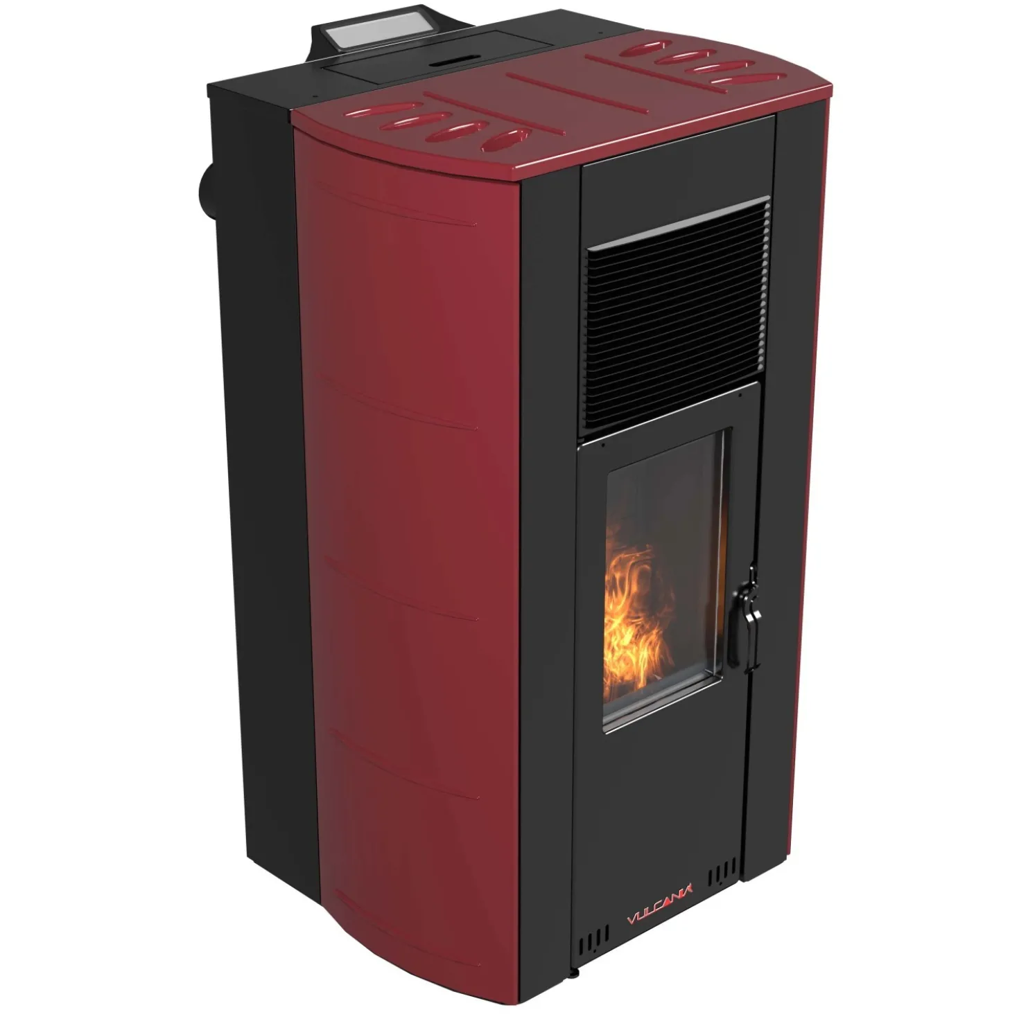 Stufa a pellet Vulcania All Stone ceramica Evo canalizzata 11kW rosso