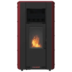 Stufa a pellet Vulcania All Stone ceramica Evo canalizzata 11kW rosso