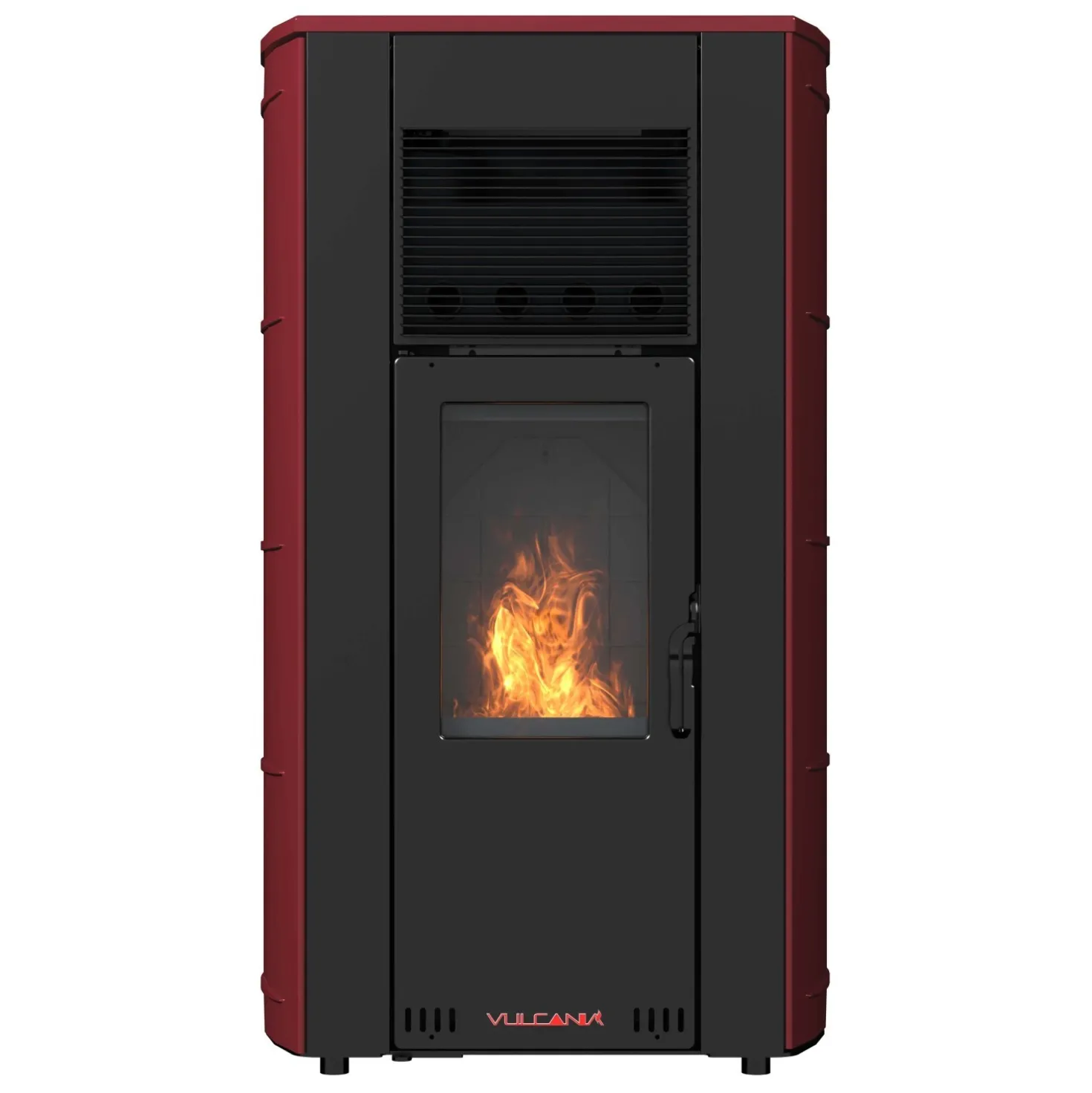 Stufa a pellet Vulcania All Stone ceramica Evo canalizzata 11kW rosso