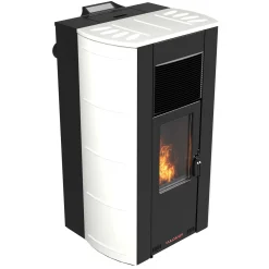 Stufa a pellet Vulcania All Stone ceramica Evo canalizzata 11kW bianco