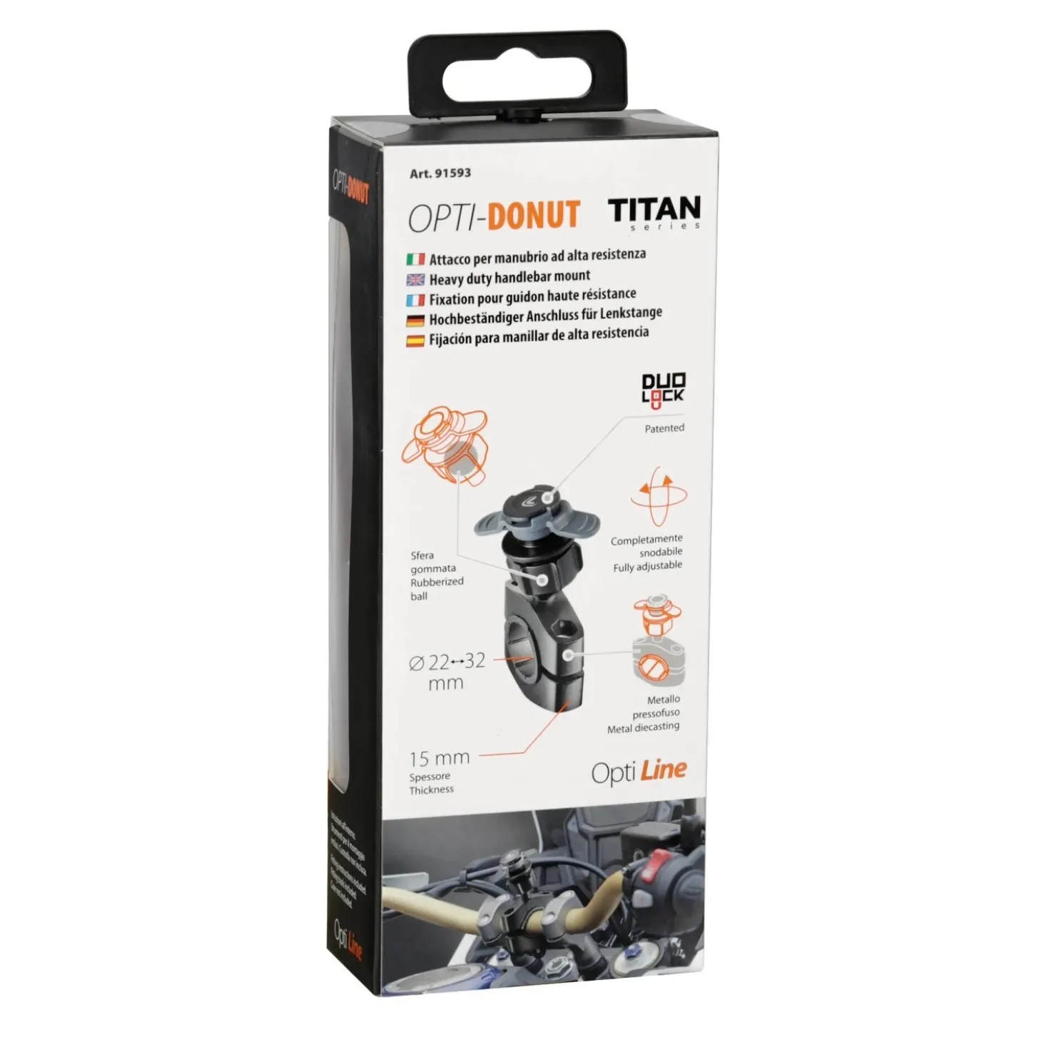 Supporto per manubrio bici e moto Titan Donut alta resistenza nero