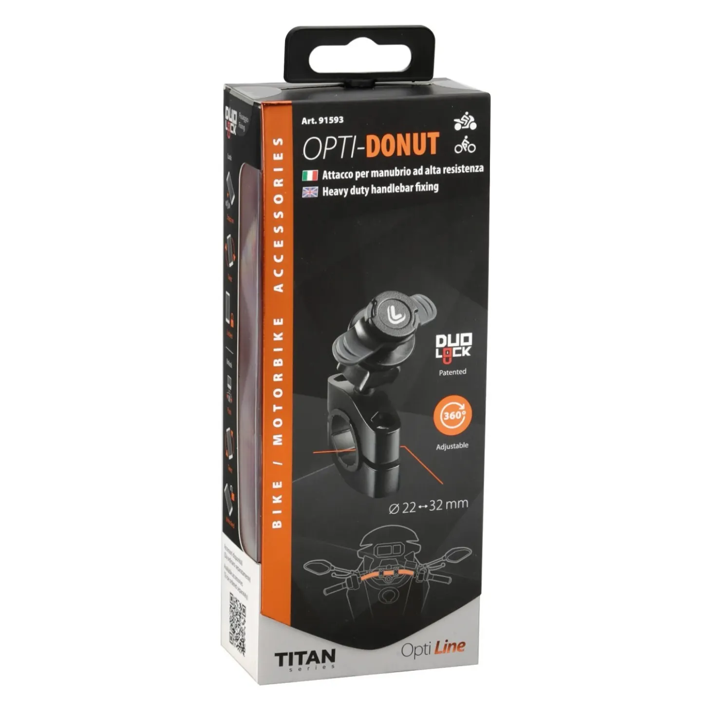 Supporto per manubrio bici e moto Titan Donut alta resistenza nero