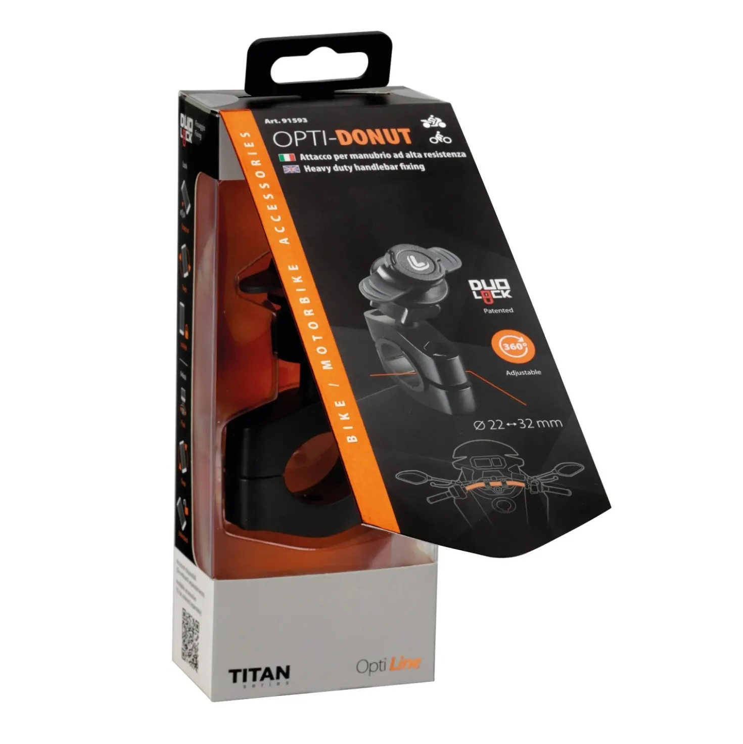 Supporto per manubrio bici e moto Titan Donut alta resistenza nero