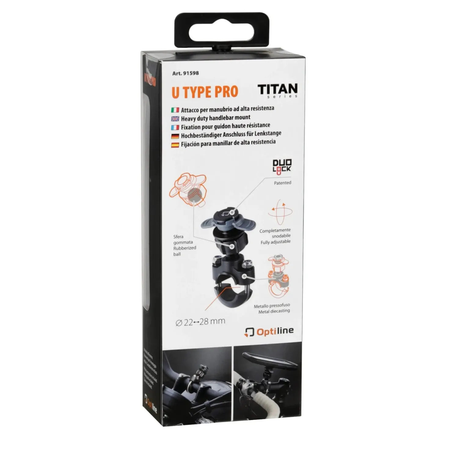 Supporto per manubrio bici e moto Titan U Type Pro nero/grigio