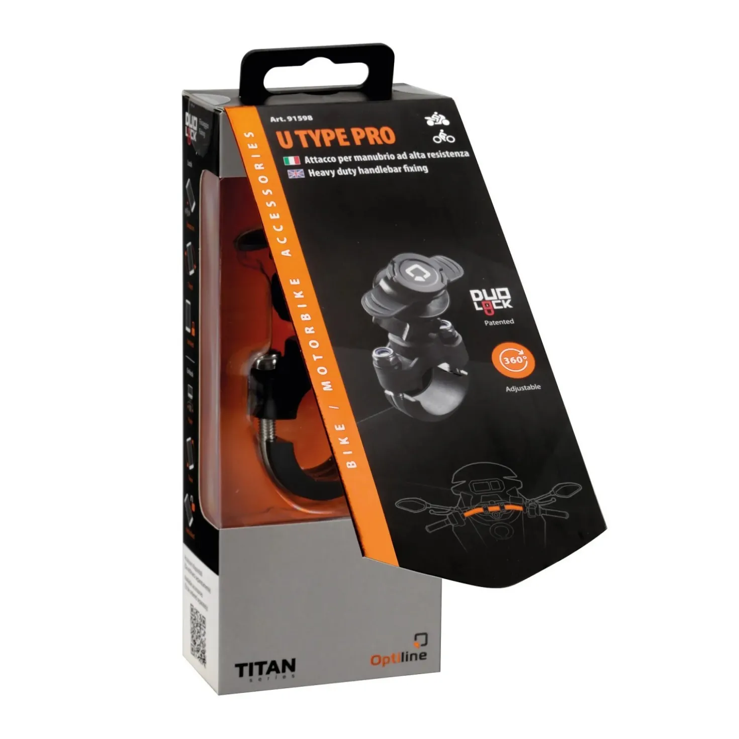 Supporto per manubrio bici e moto Titan U Type Pro nero/grigio