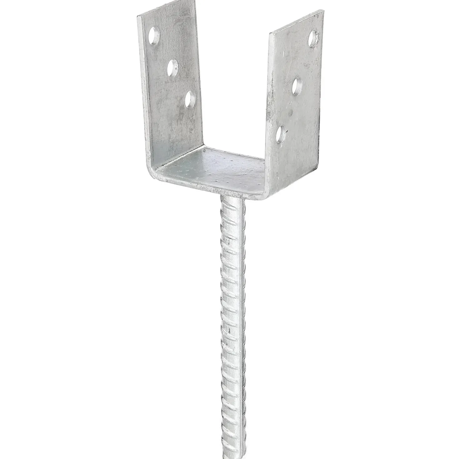 Supporto per palo a U da incementare con barra scanalata L 91 mm