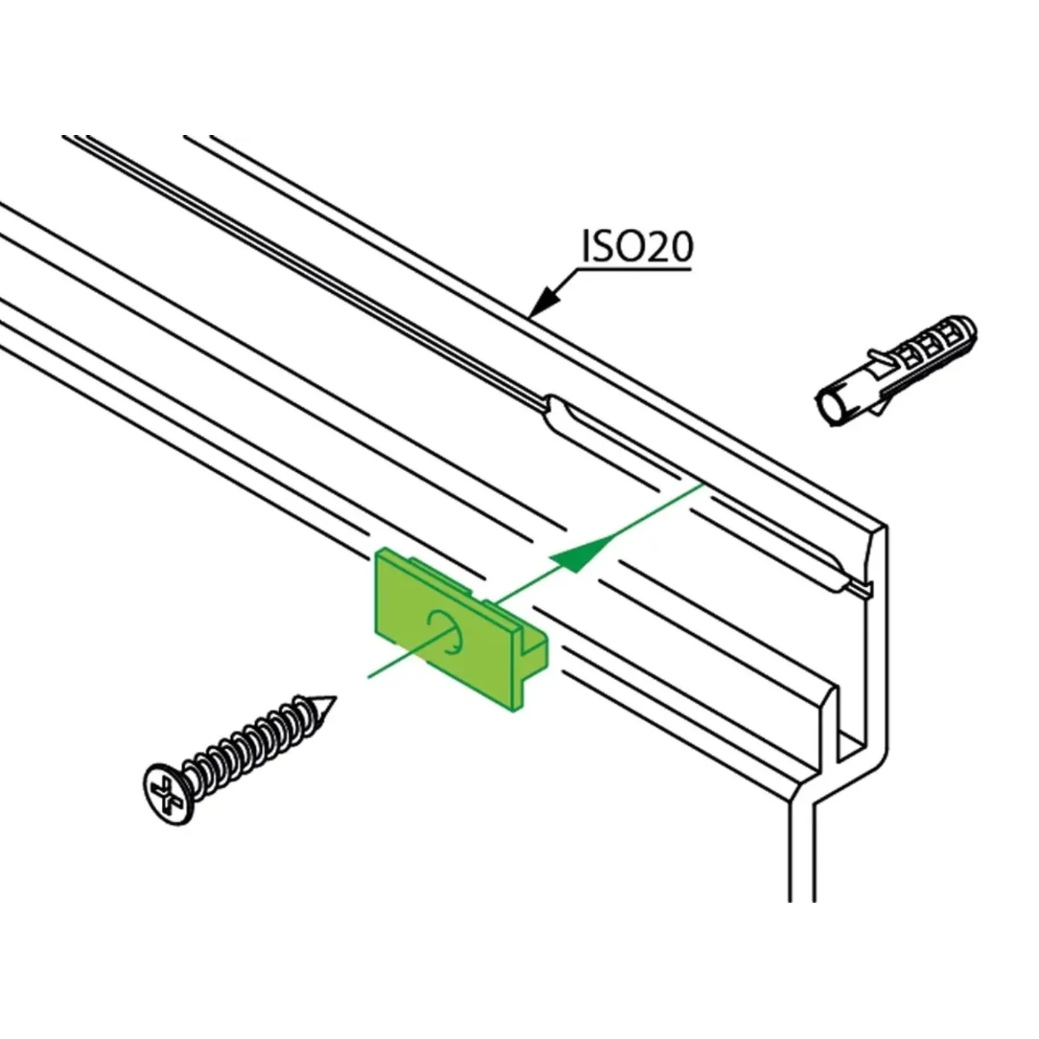 Supporto vite in nylon per asola ISO20 Ø 5,5 mm bianco pastello 100 pz