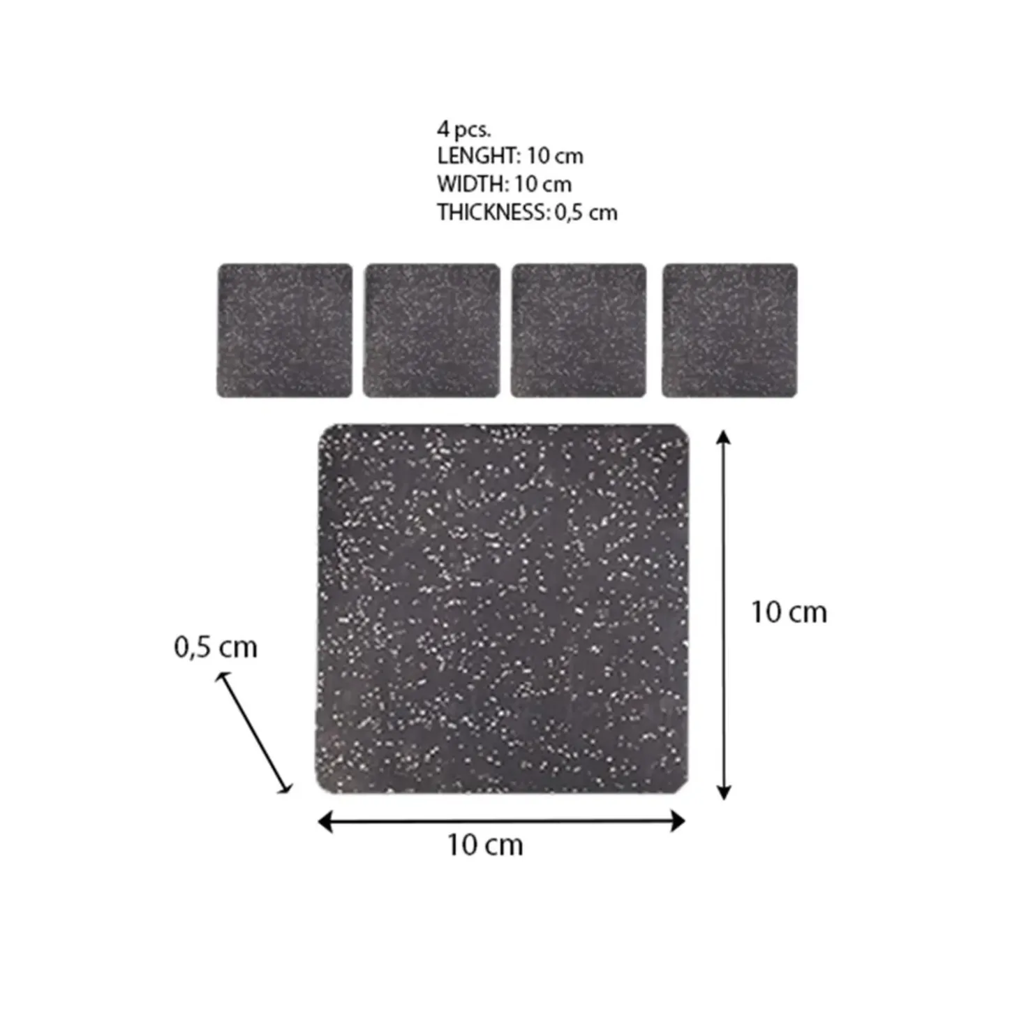 Tappetini antiscivolo e antivibrante 10x10x0,5 cm set 4 pz