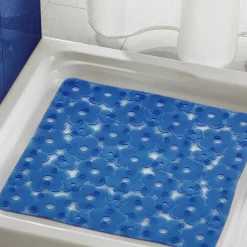 Tappeto antiscivolo doccia Margherita azzurro