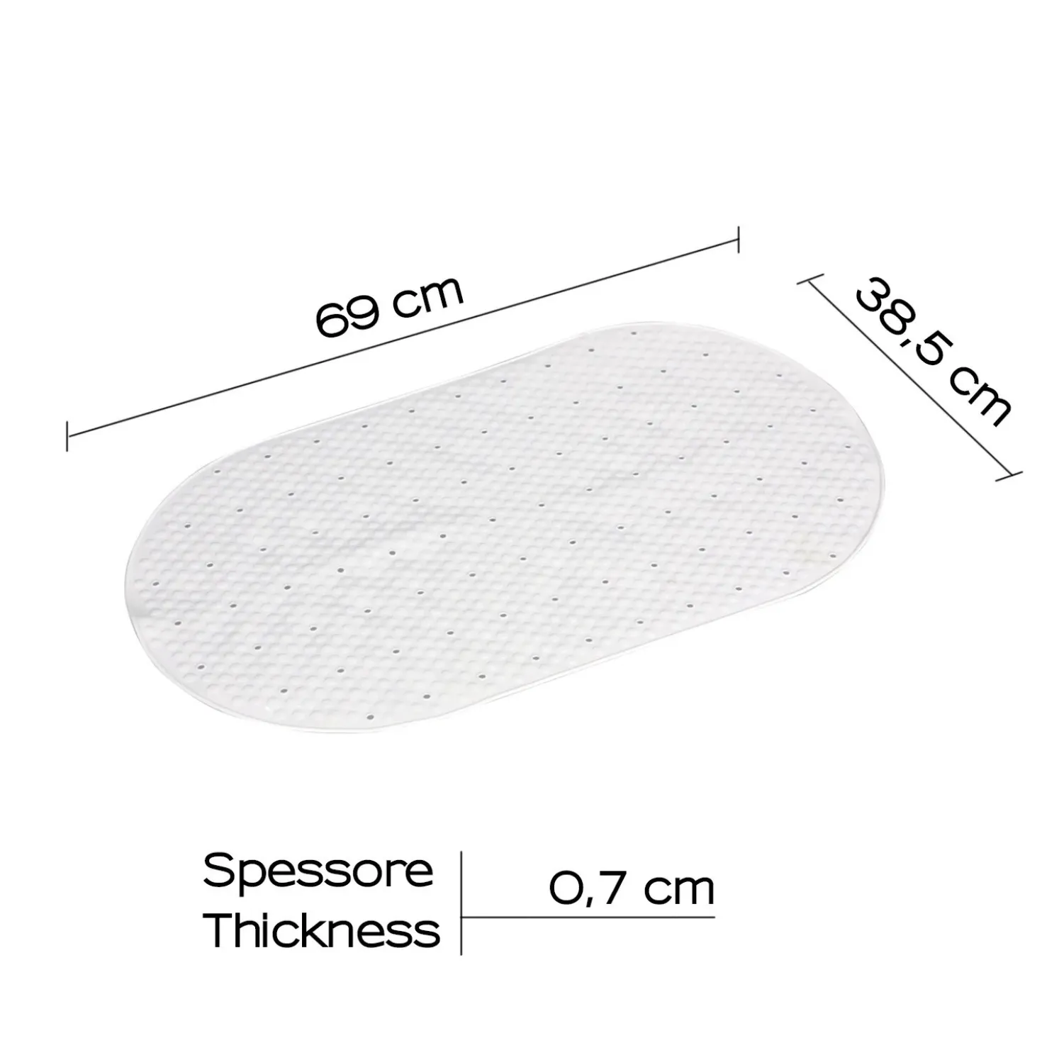 Tappeto antiscivolo vasca Solid bianco