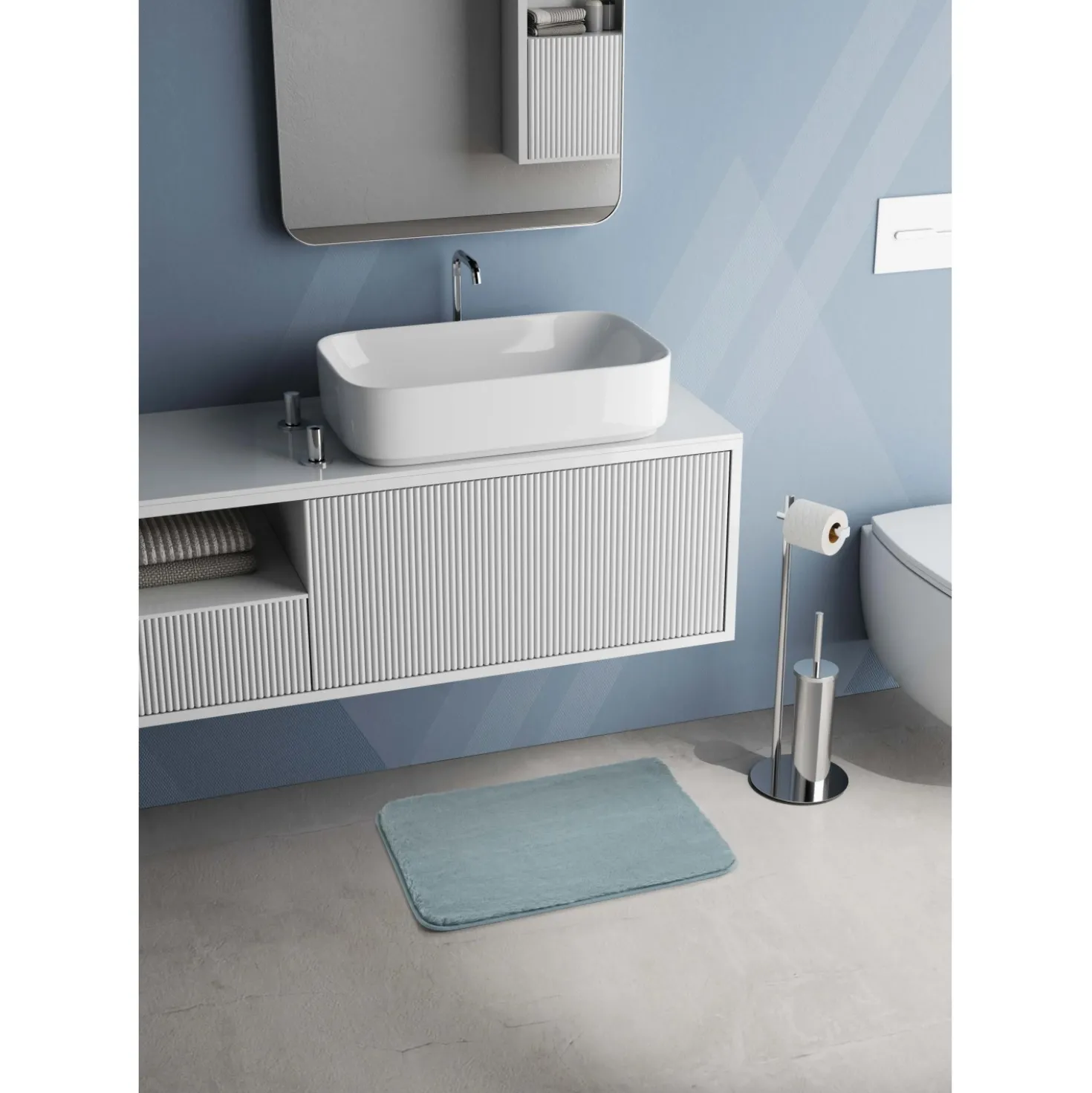Tappeto bagno Fuzzy 50x80 cm azzurro