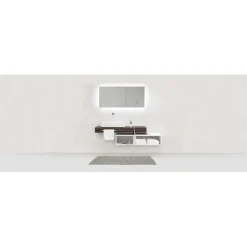 Tappeto da bagno Ecoli 50x80 cm grigio design intrecciato moderno