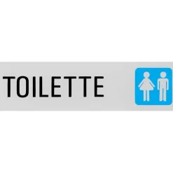 Targa adesiva di informazione "Toilette" vinile rigido 4 x15 cm grigia