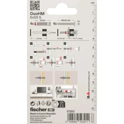 Tassello Fischer DuoHM 6x55 con vite foro Ø12 mm 4 pz confezione