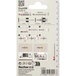 Tassello Fischer DuoHM 5x55 con vite foro Ø10 mm 4 pz confezione