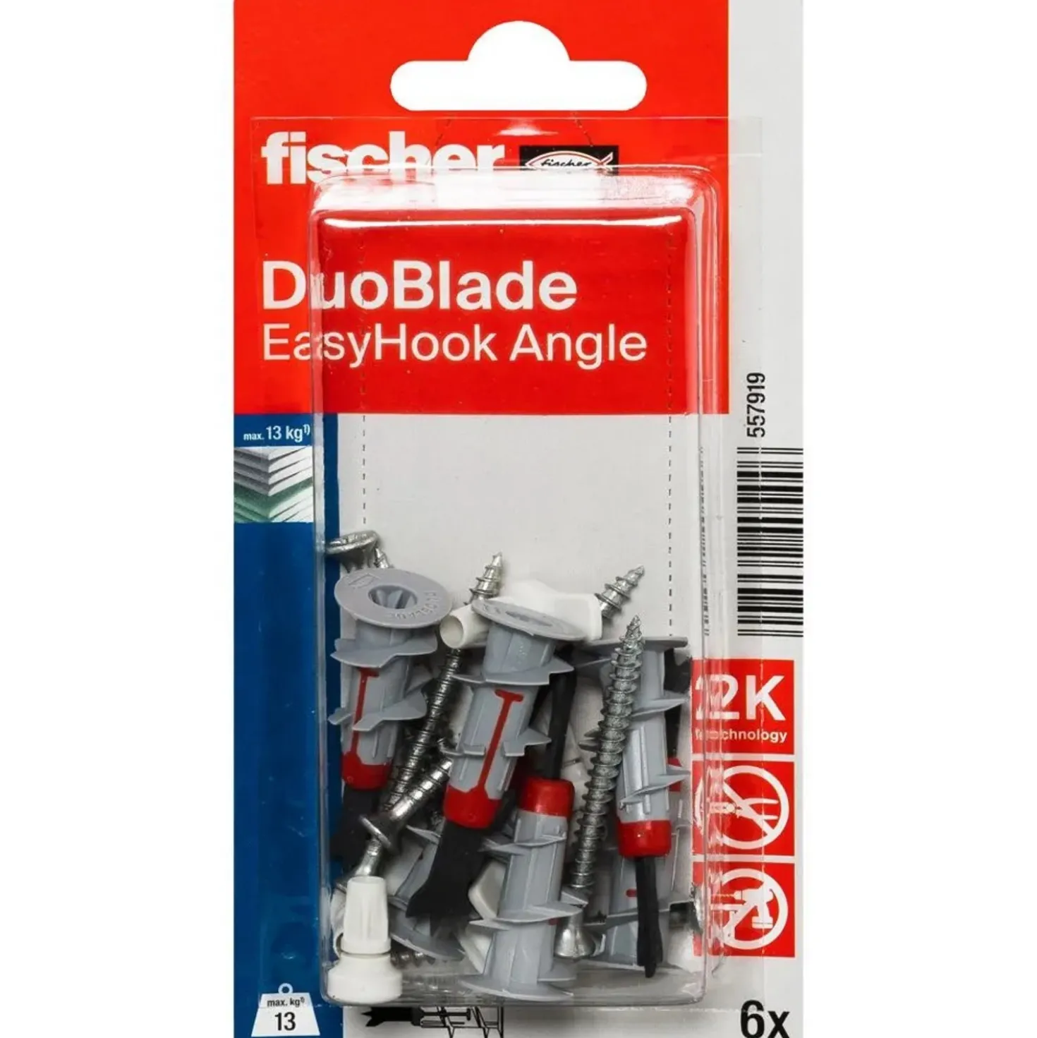 Tassello per cartongesso Fischer DuoBlade EasyHook 6 pz