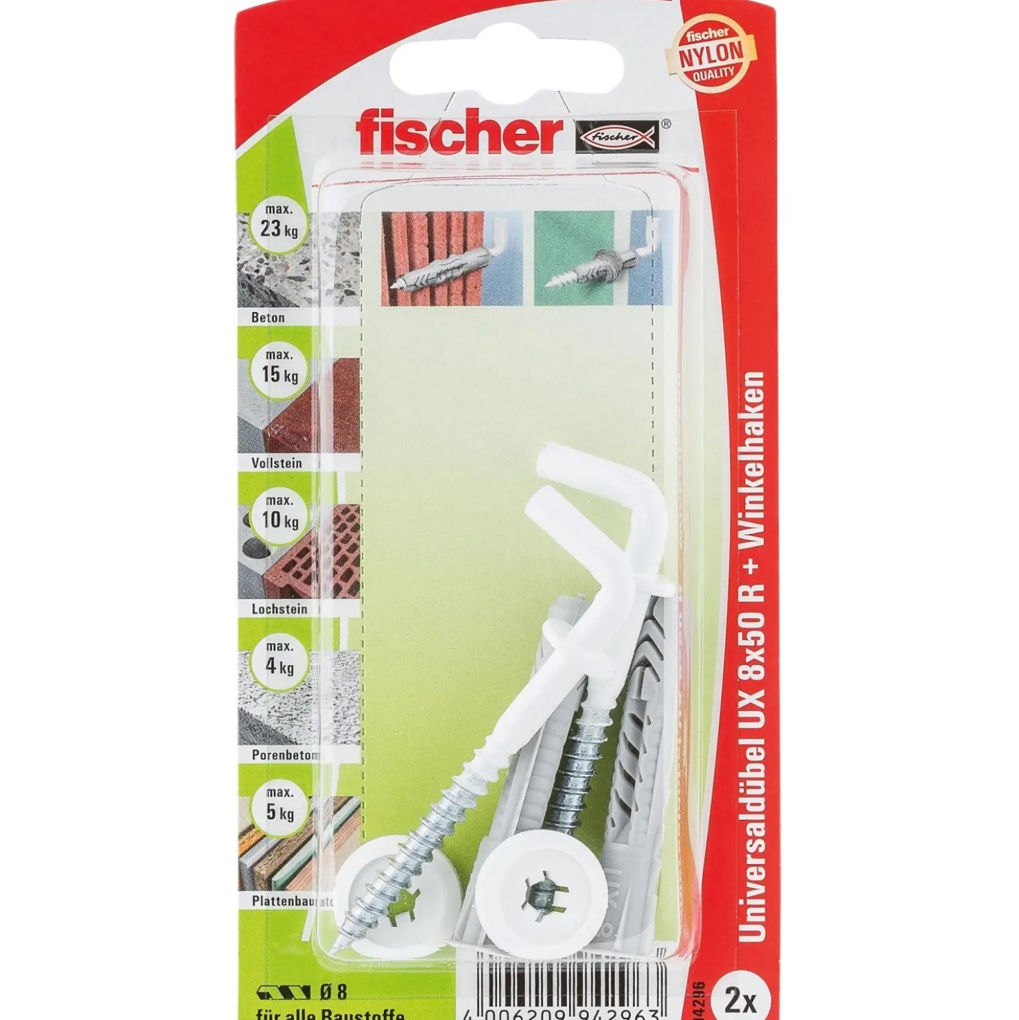 Tassello universale Fischer UX Ø 8 mm 2 pz
