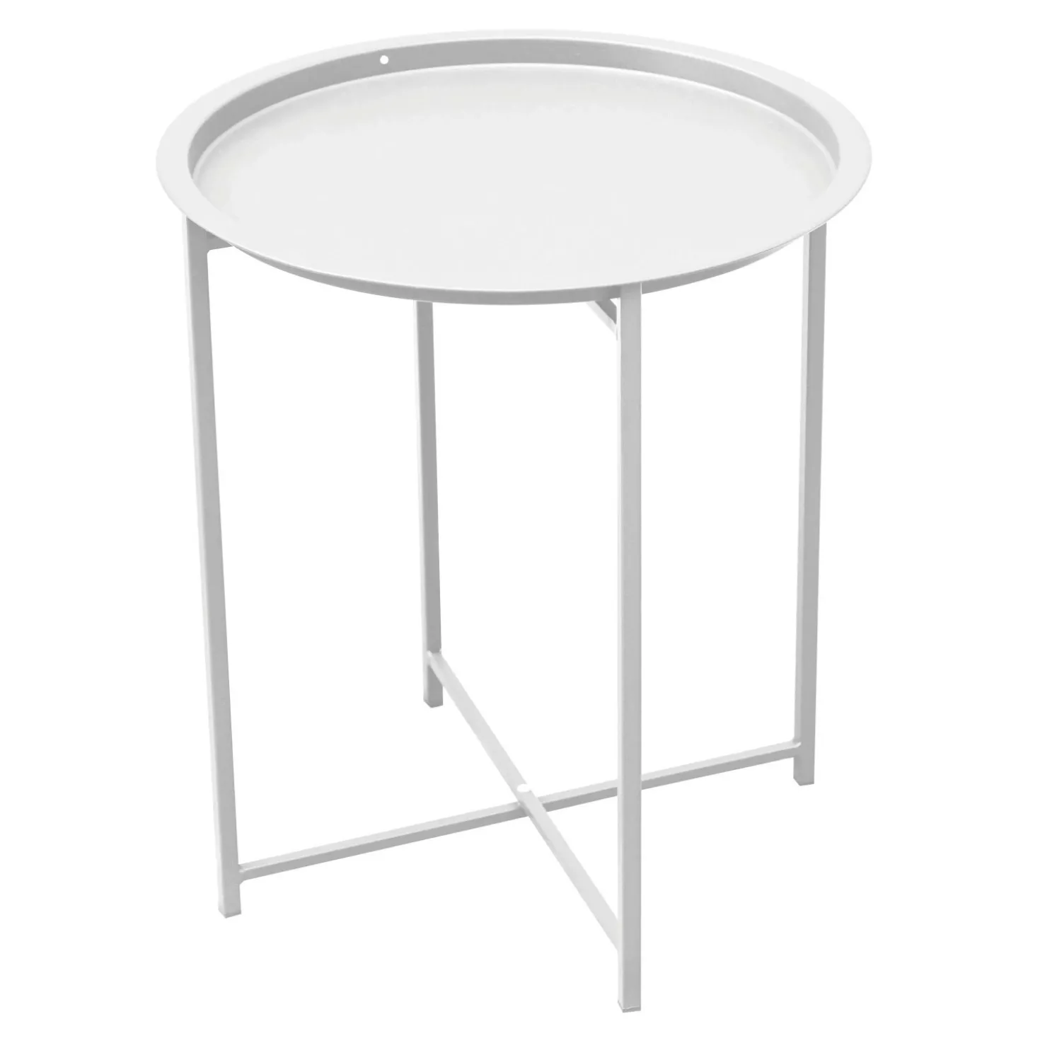 Tavolino da giardino in ferro bianco Ø 46x H 52 cm