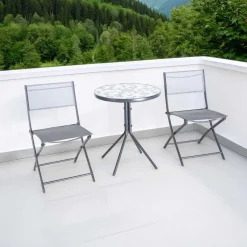 Tavolino e sedie da esterno Dune Bistrot in ferro antracite 2 posti