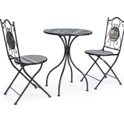 Tavolino e sedie da giardino set Huston in acciaio 2 posti