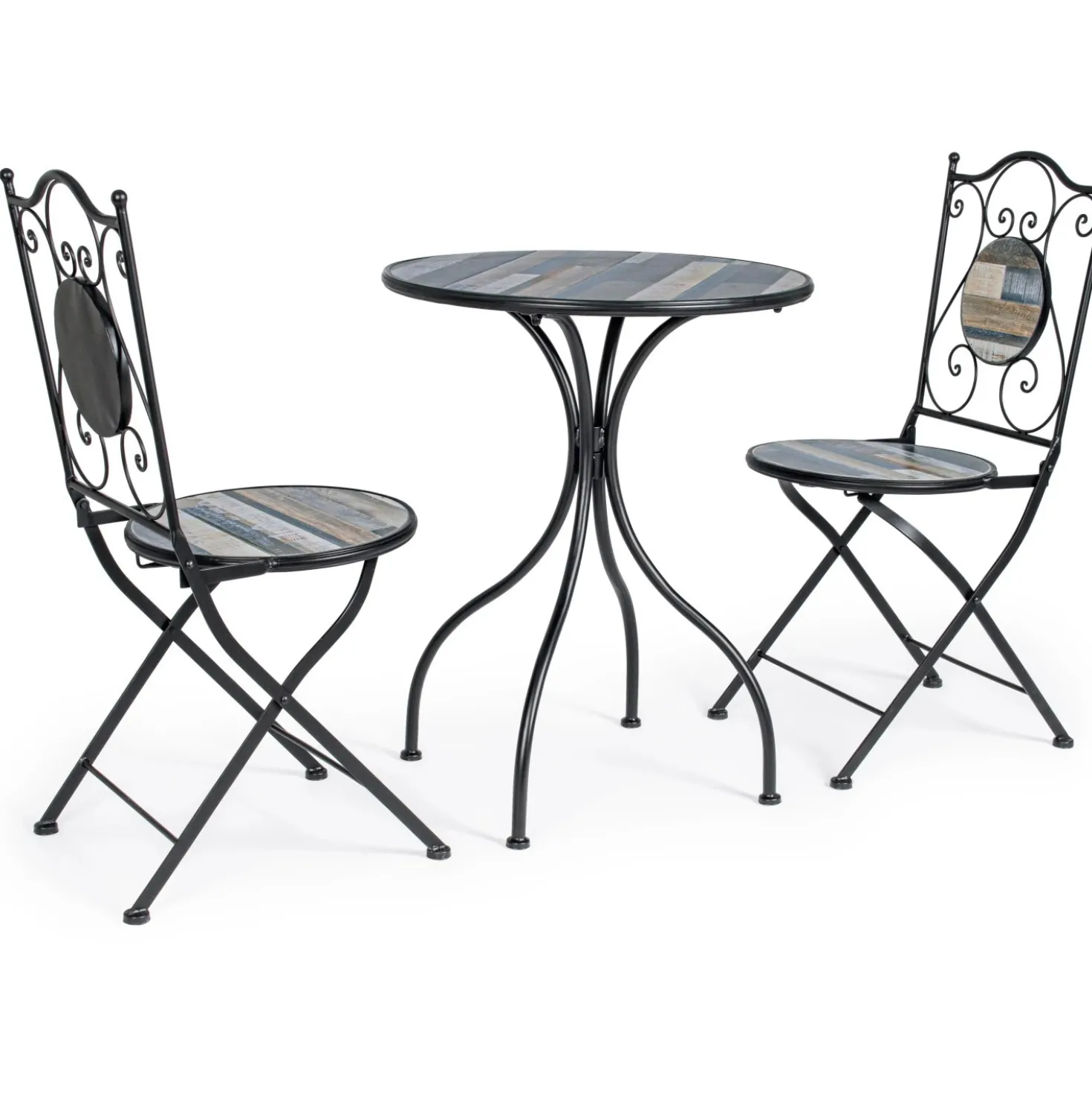 Tavolino e sedie da giardino set Huston in acciaio 2 posti
