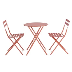 Tavolino e sedie da giardino Bistrot Austin in acciaio terracotta 2 posti