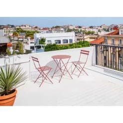 Tavolino e sedie da giardino Bistrot Austin in acciaio terracotta 2 posti
