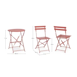 Tavolino e sedie da giardino Bistrot Austin in acciaio terracotta 2 posti