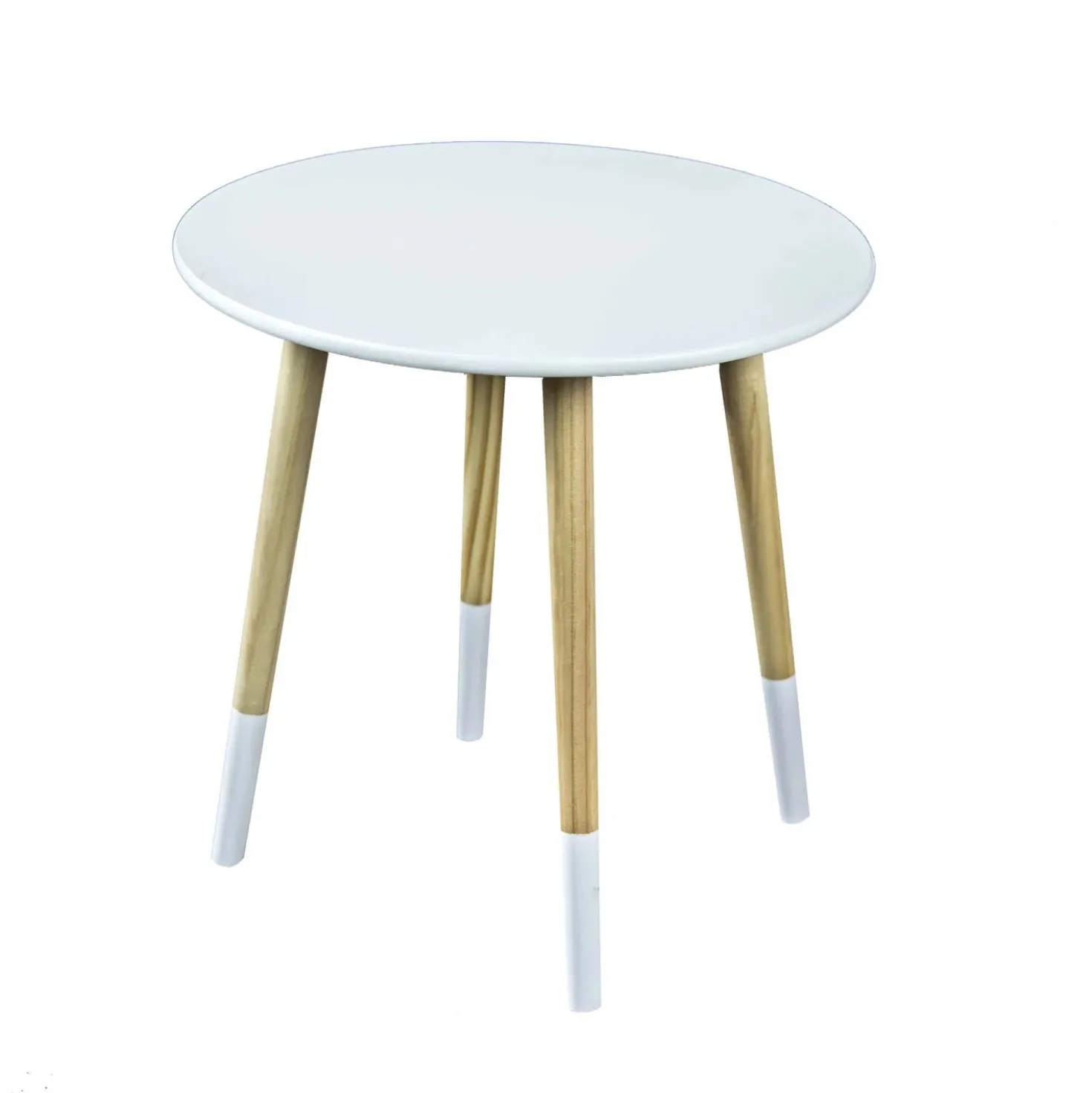 Tavolino rotondo con top in mdf 48x48x48 cm bianco