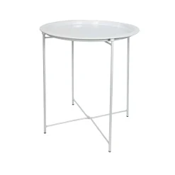 Tavolino vassoio metallo bianco Ø 47xH51 cm