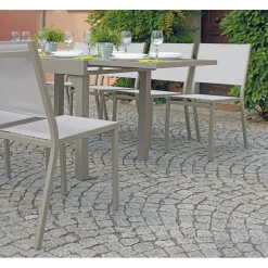 Tavolo allungabile da balcone in alluminio tortora 106/212x75 cm