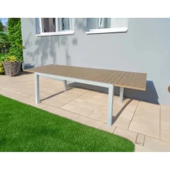Tavolo allungabile da giardino Sicilia in alluminio bianco 200-300x100 cm