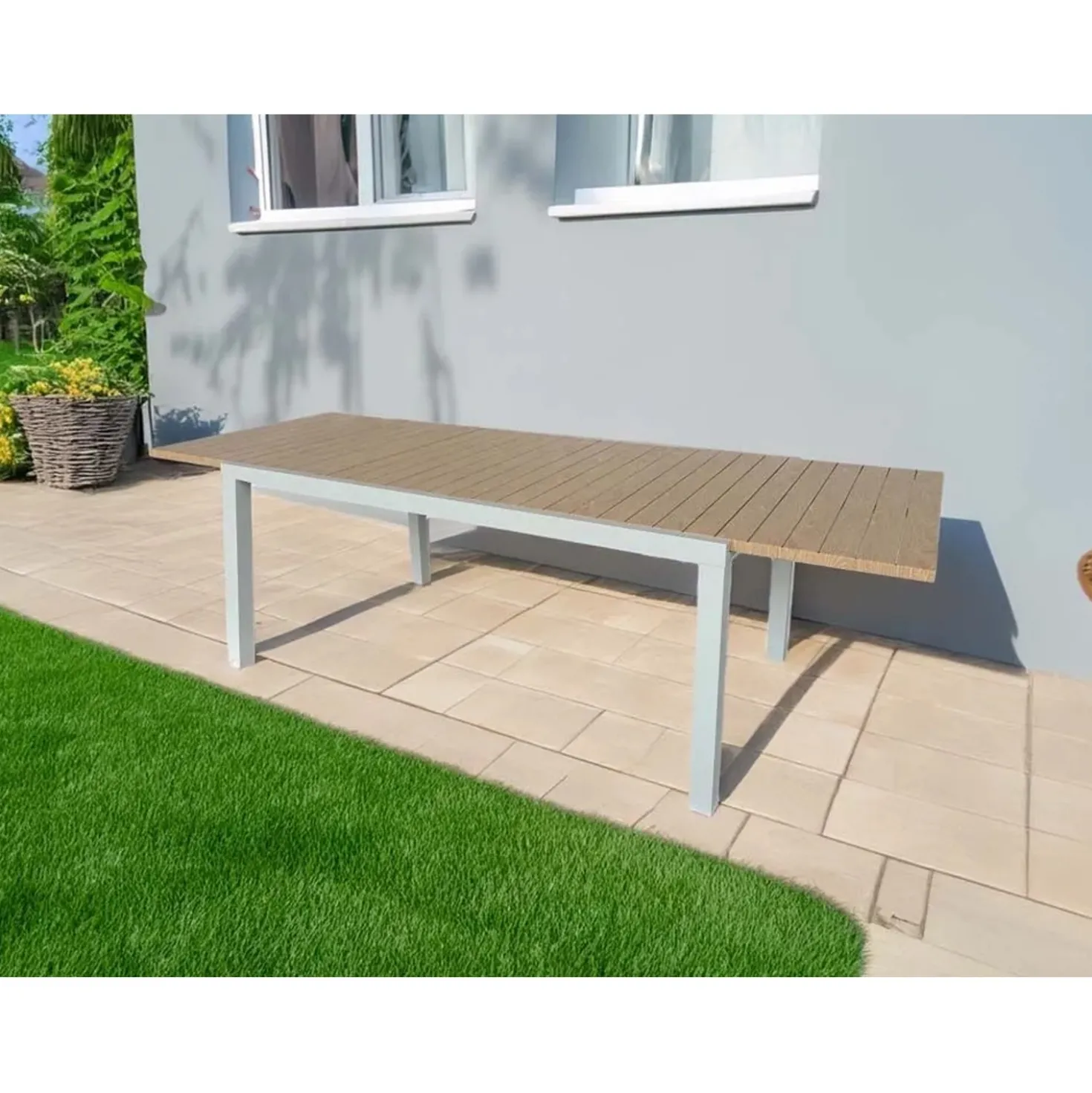 Tavolo allungabile da giardino Sicilia in alluminio bianco 200-300x100 cm