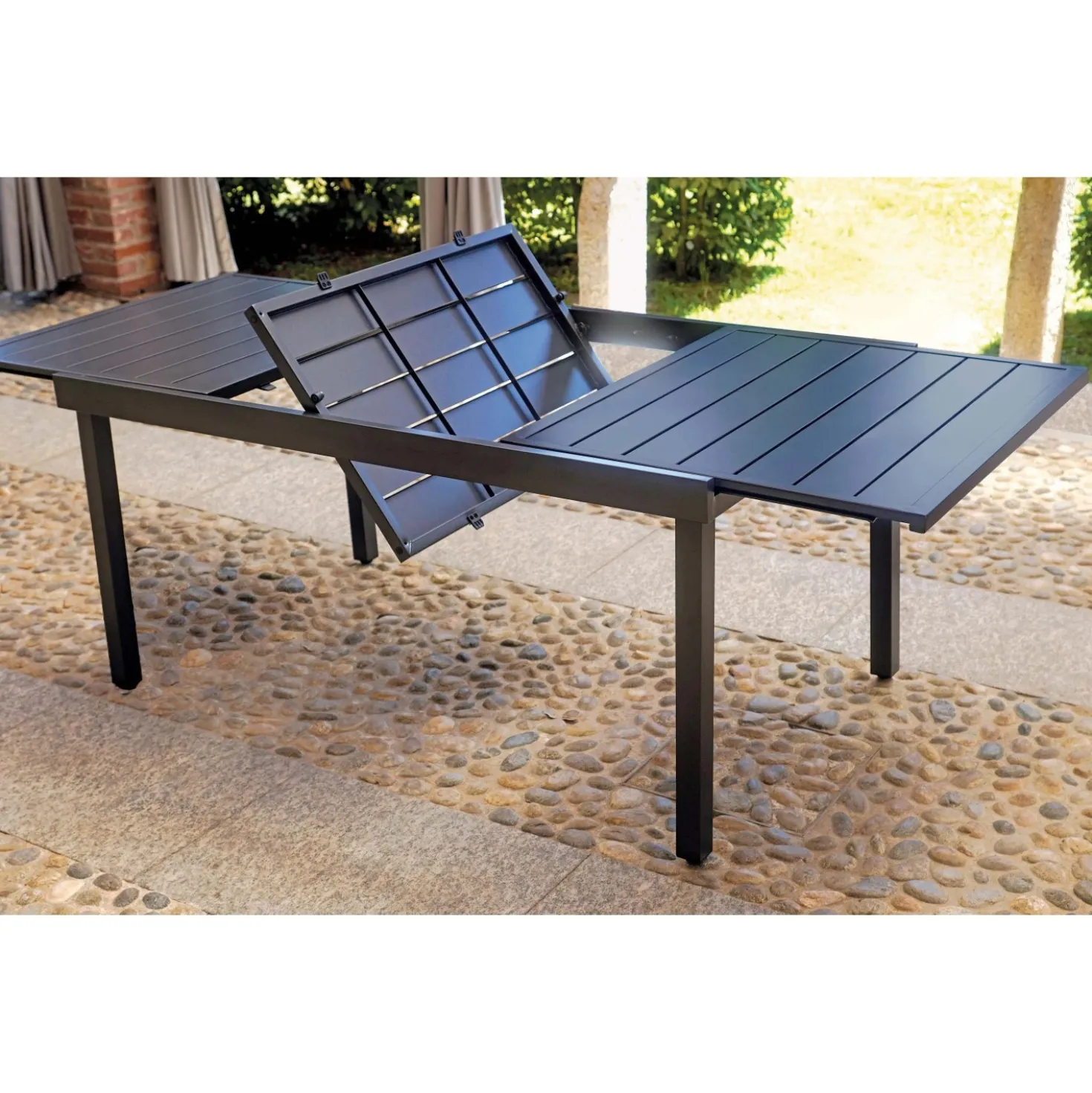 Tavolo allungabile da giardino in ferro grigio 156-213xH95 cm