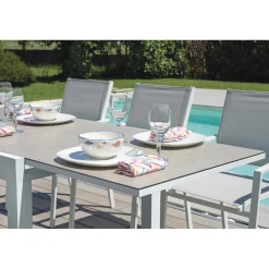 Tavolo allungabile da giardino in alluminio bianco 104-208xH75 cm