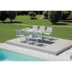 Tavolo allungabile da giardino in alluminio bianco 104-208xH75 cm