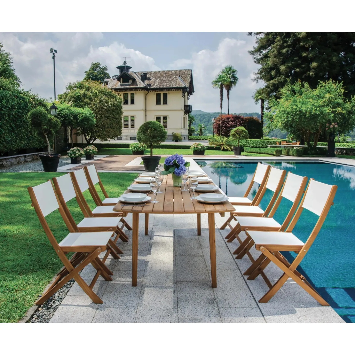 Tavolo allungabile da giardino in acacia 180/240x90 cm