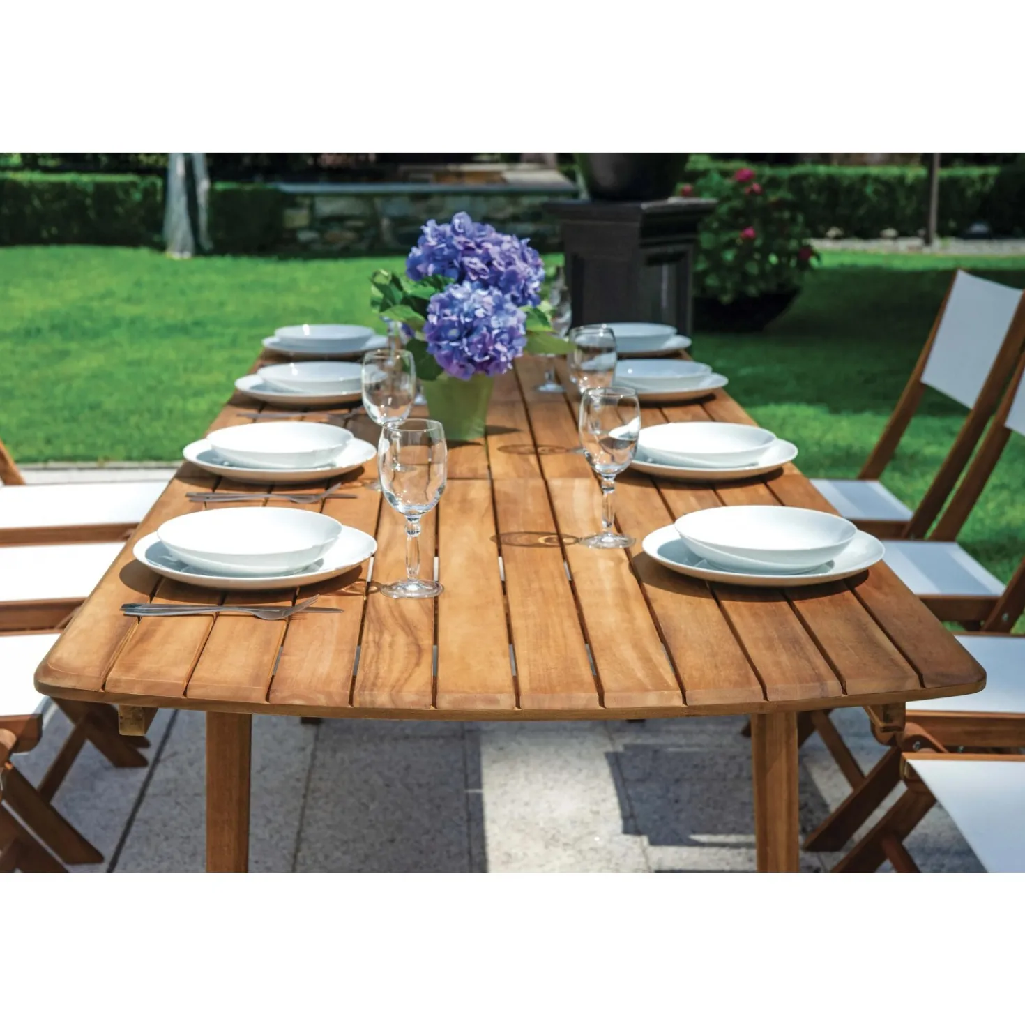 Tavolo allungabile da giardino in acacia 180/240x90 cm